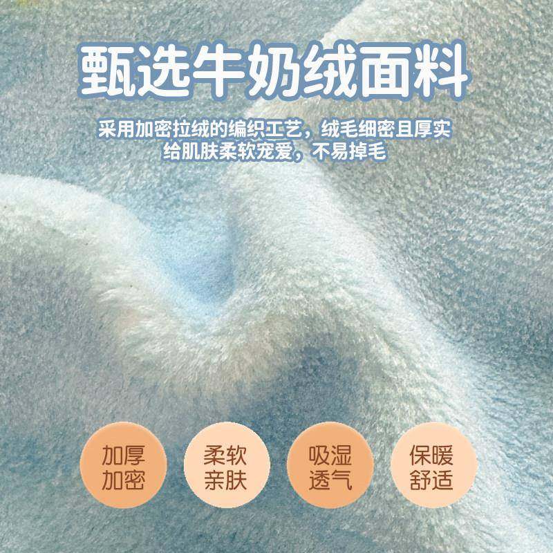 卡通牛奶罩绒床笠单件冬床季学生加厚床套垫护保套珊HTNJJJJJ瑚绒