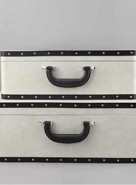 现代简皮质手提摆箱样房衣约帽间板收纳盒RFC软装家居饰品件装饰