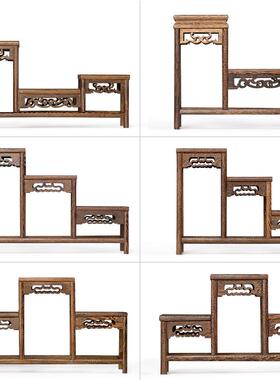 实木茶杯架博红古架木物台式新中式桌面子76738收纳置架茶壶茶具