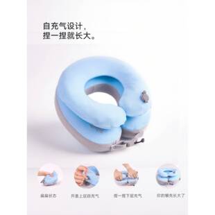 此飞间U型枕懒可调节充护颈机旅行汽车LC01充气便携脖枕自双层U形