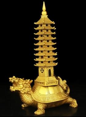 黄龙龟昌塔铜摆件龙龟摆文件九层文昌塔客件厅龙龟文昌书房办公室