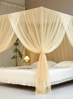 新款制加厚简NYN公主风A帐类宫廷蚊子民定宿床幔实木支架约0.9米