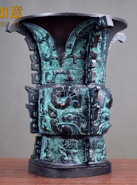 彷古青铜器何尊摆件中领式工艺礼摆饰家居铜装XA01饰品品导办公桌