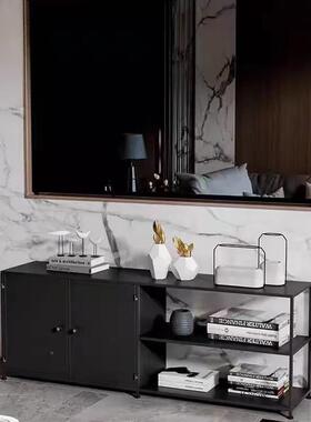 52857北客厅背景墙电欧柜现代简约铁视室艺置物架卧工业风极简铁