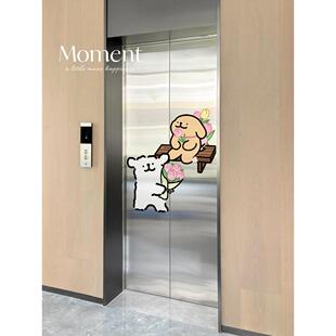 春游小GNO狗一梯一户梯门贴天纸高级贴感画遮丑春电梯入户门电口