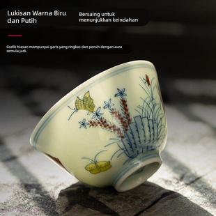 景德大明成化青陶瓷花:主人D0039杯单个斗彩茶杯品茗杯茶具三秋镇