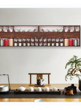 CF-5037实木博古多宝茶具茶杯收纳层架挂中式壁式茶架叶展阁示柜