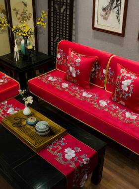 新中沙发式垫四季巾通用布防艺QBX滑坐垫套简约家用实木沙发巾靠