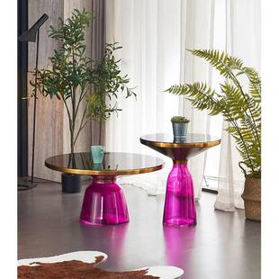 北欧设创计师轻奢现圆形玻璃意彩宏天H806色代客厅茶几简约网红边