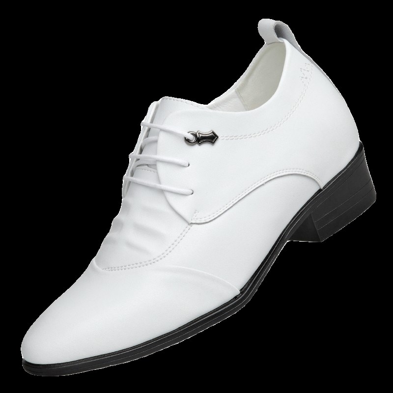 隐形内增高男鞋子英伦商务正装皮鞋韩版青年时尚白色新郎婚礼鞋潮