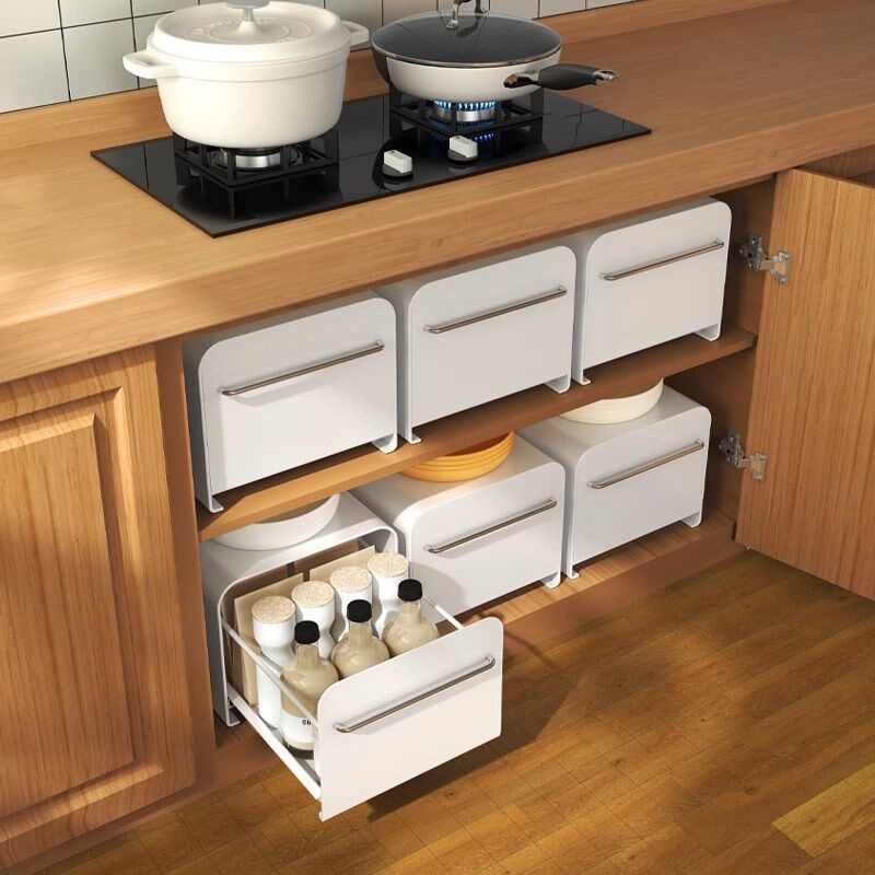 咖啡机置物架抽屉式台面厨房杯子收纳盒防尘水杯置物架可抽拉碗架