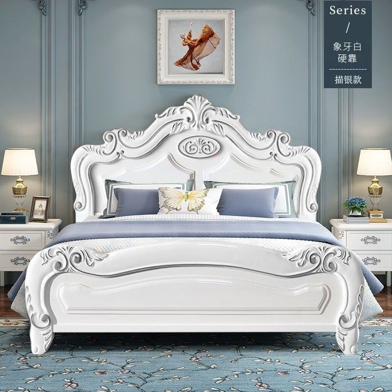 欧式床实木床1.8现代简约主卧储物双人床白色公主床加宽2米床婚床