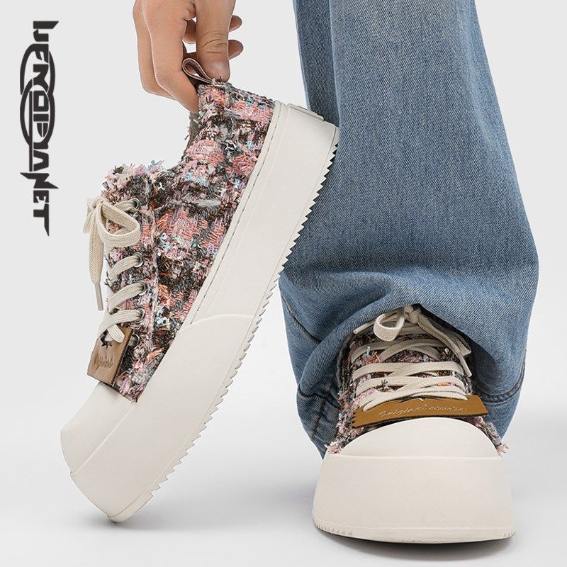 2025夏季新款帆布鞋百搭低帮透气板鞋厚底增高轻便德比鞋潮男鞋子,流行男鞋,休闲板鞋,淘宝优惠券,粉丝福利购,淘宝优惠卷