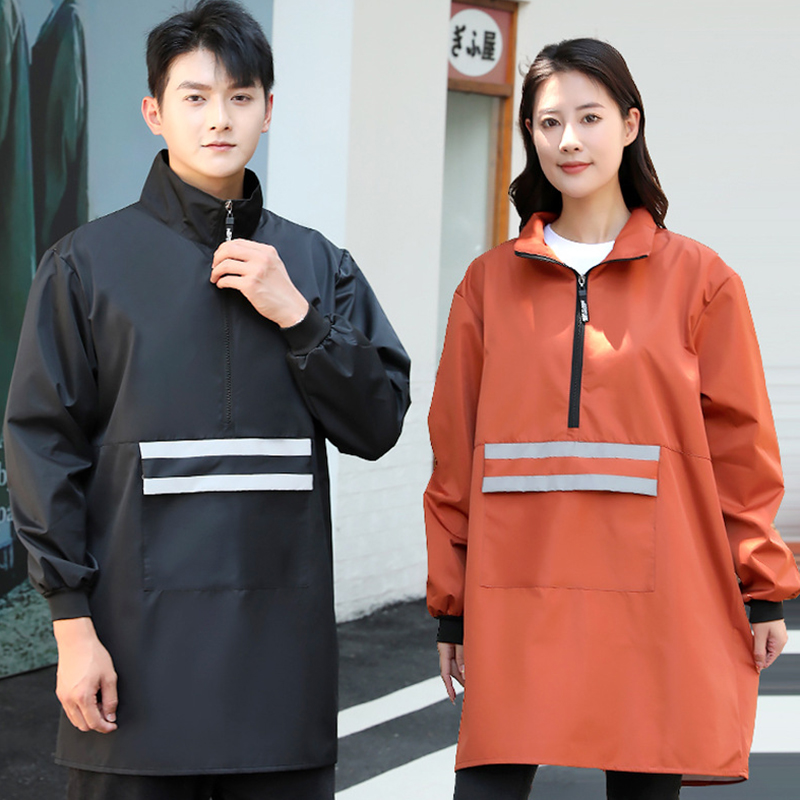 冬季羽绒服罩衣防水防油长袖围裙家用餐饮水产印制LOGO男女工作服