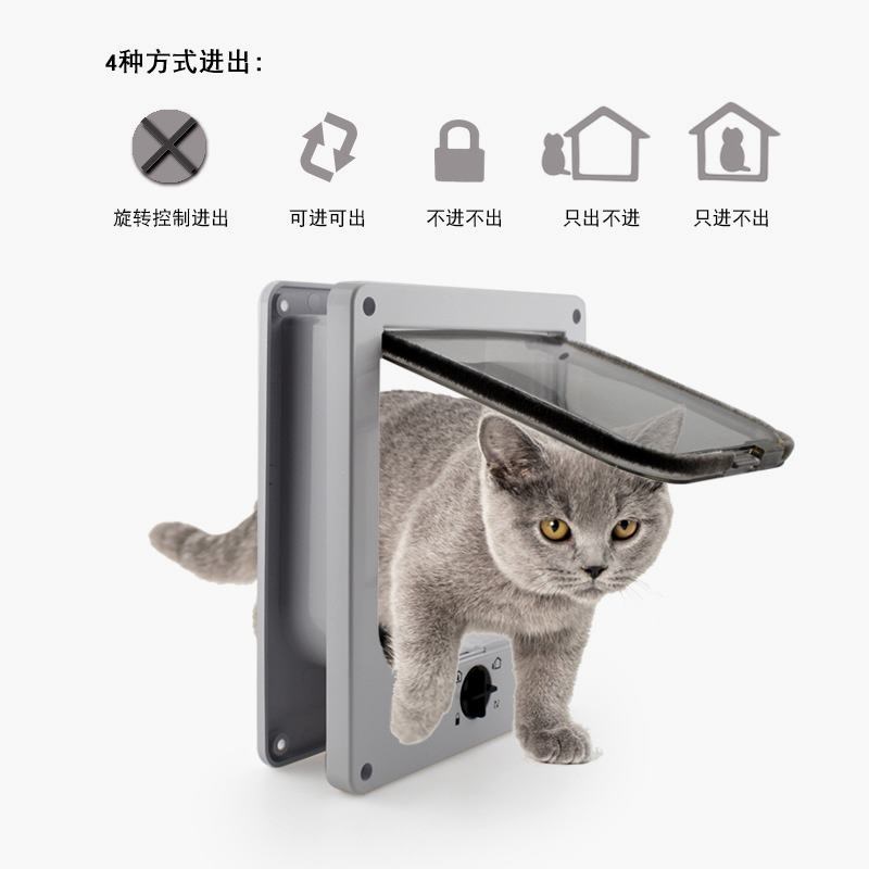 新款宠物用品猫门猫洞旋转开关 可控制出入方向宠物门 猫犬舍猫门