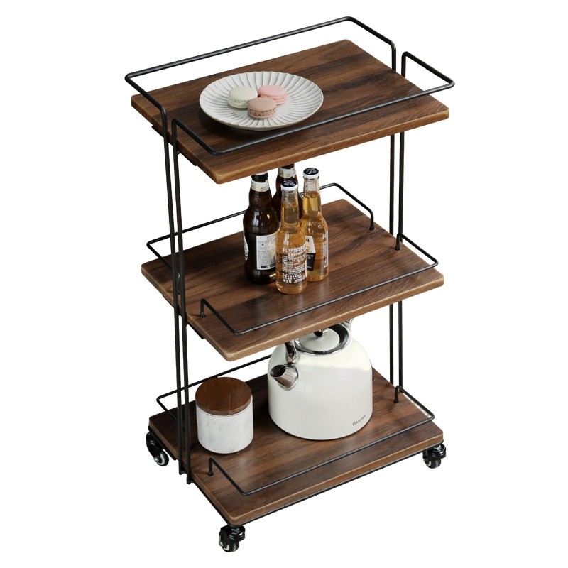 日式沙发边几角几可移动铁艺餐车多层架厨房收纳架客厅三层置物架