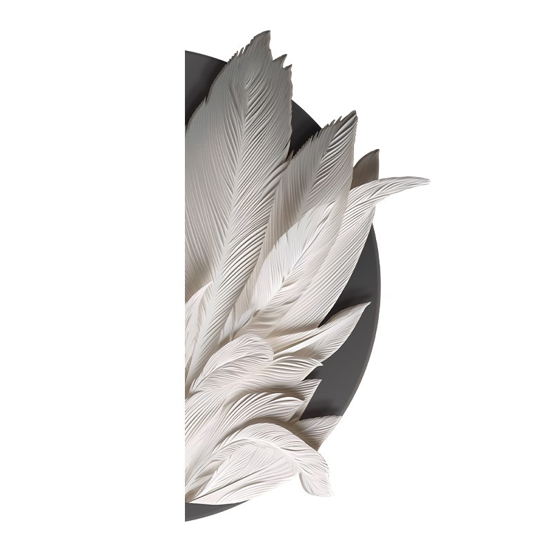 羽毛转角玄关装饰画意式极简半圆形走廊挂画入户拐角墙面壁画带灯