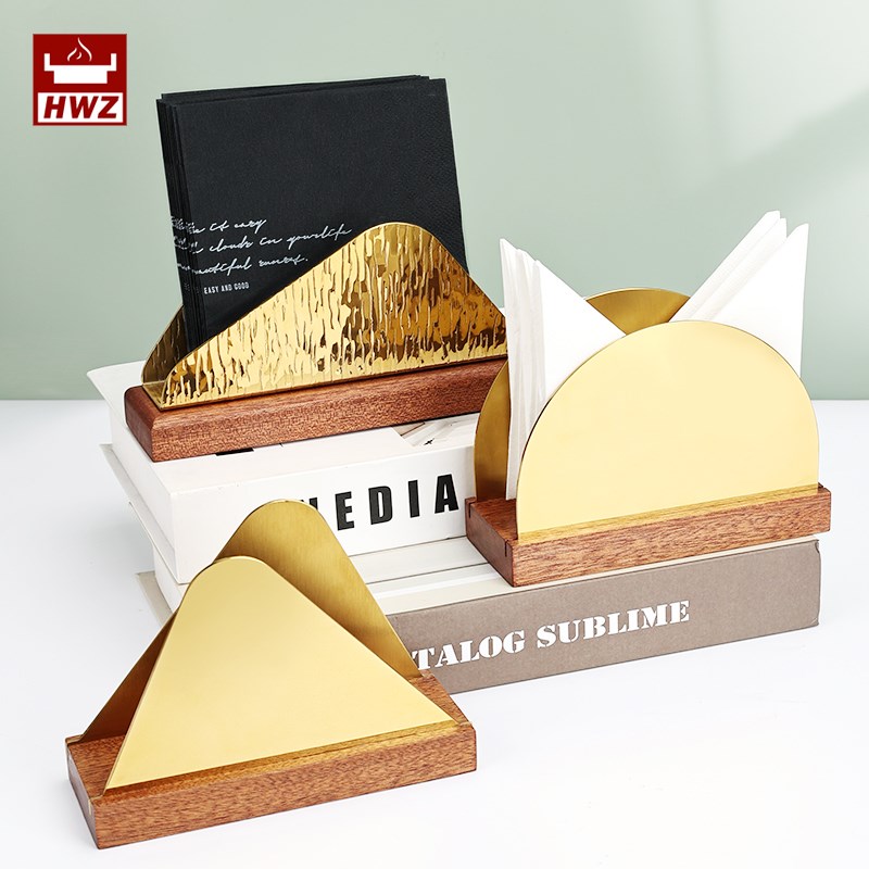 高端餐巾纸架托实木底座纸巾架西餐厅酒店餐桌纸巾盒商用定制logo