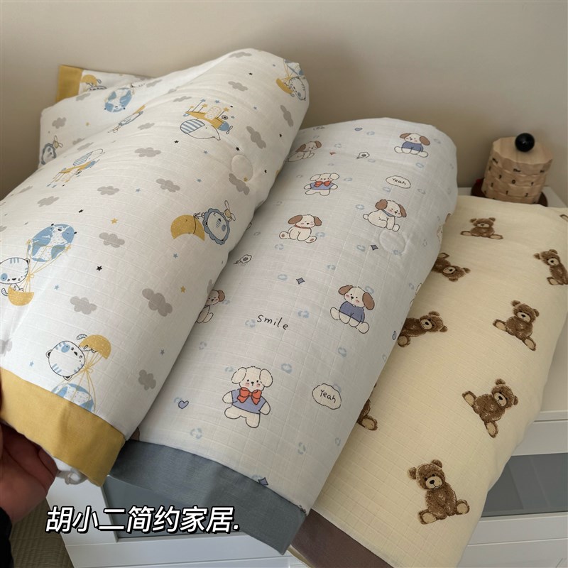 A类卡通可爱儿童全棉双层纱夏凉被空调被 幼儿园宝宝薄被子可机洗