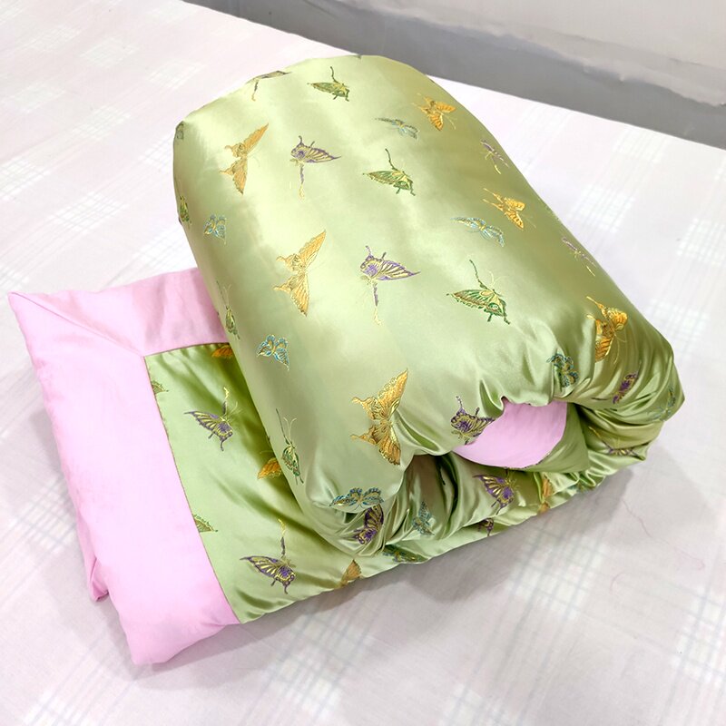 老式丝绸绸缎棉被包边锦缎被子结婚被套传统婚庆陪嫁古代宫廷喜被