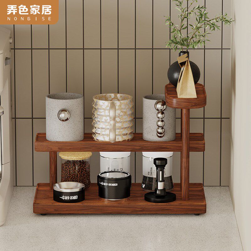 厨房餐边柜咖啡角收纳架咖啡杯咖啡机放置架抽拉式水杯架子置物架
