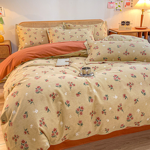 纯棉加厚磨毛被套秋冬花卉全棉单y人双人200x230被罩被子套被芯套