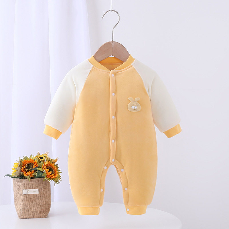 婴儿加厚秋冬婴幼儿保暖连体衣新生儿夹棉哈衣宝宝加厚连身衣爬服