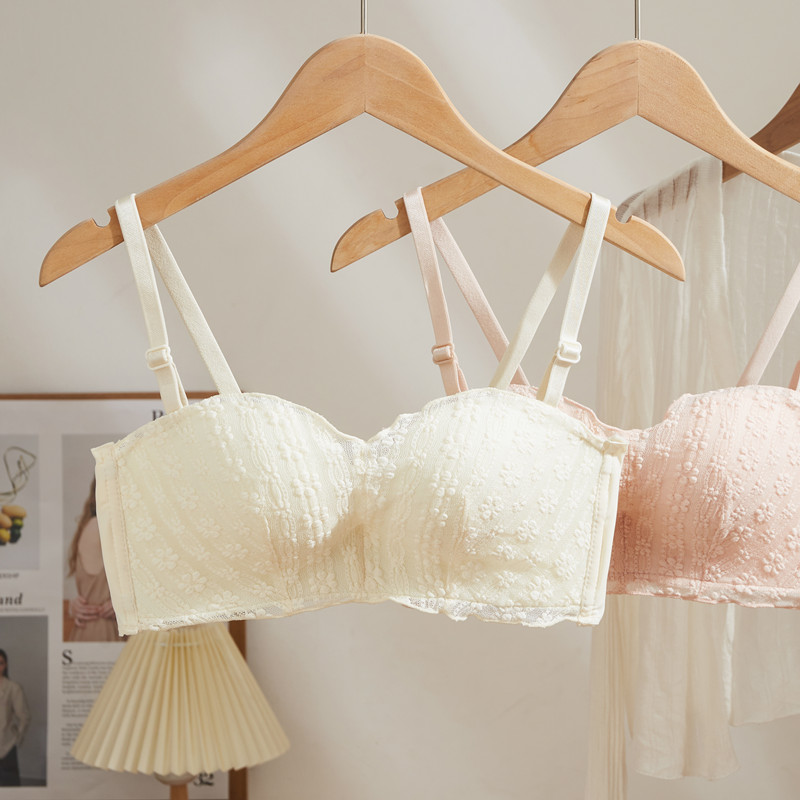 抹胸式内衣女夏季薄款小胸聚拢无钢圈少女生收副乳大胸显小文胸罩