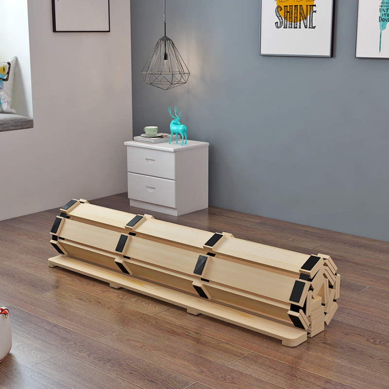 实木榻榻米透气折叠硬床板防潮排骨架简易单人午休床1.51.8米护腰