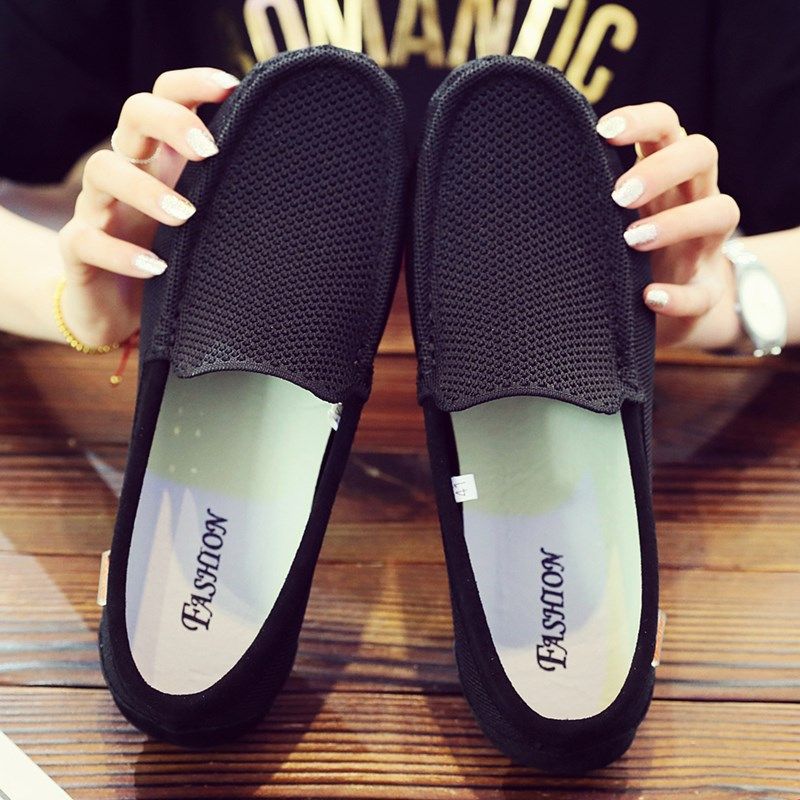 夏季镂空韩版豆豆鞋男2025新款透气潮流懒人软底休闲网鞋男网布鞋,流行男鞋,乐福鞋（豆豆鞋）,淘宝优惠券,粉丝福利购,淘宝优惠卷