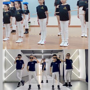 少儿模特训练服套装儿童t形体礼仪训练白色弹力紧身裤洋气打底裤