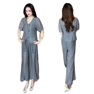 新中式套装女夏季2024今年流行新款高级感时尚休闲洋气减龄两件套