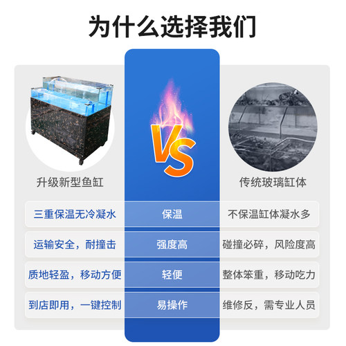 海鲜池商用鱼缸酒店鱼缸大型固定鱼池定制移动海鲜鱼缸贝类池