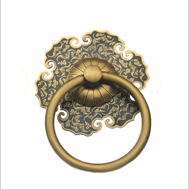中式仿古纯铜拉手大门把手老式古建庭院木门拉环古典圆形拉手门环
