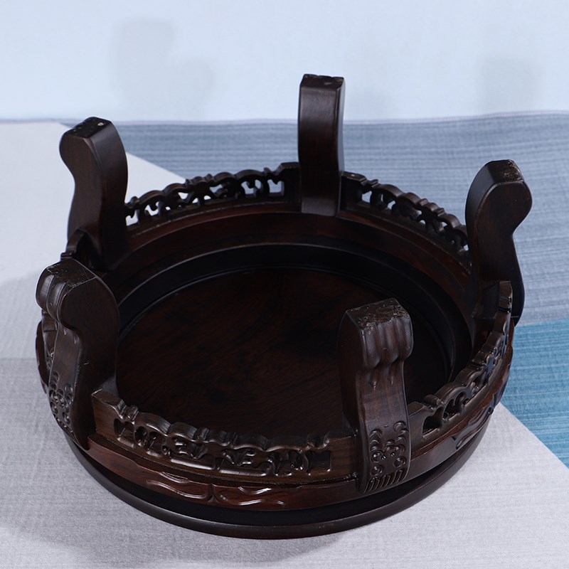 实木花瓶花盆酒坛盆景加高底座黑檀木水缸鱼缸工艺品红木底托
