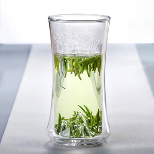 层杯耐热绿茶杯龙井毛尖猴魁隔热办公室泡茶杯山峦杯子