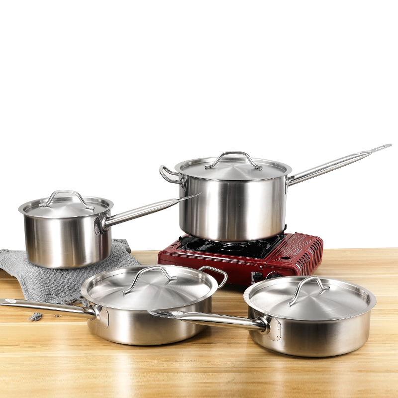 不锈钢复合底单柄汁锅厚底奶锅烘焙商用熬糖酱汁料理汤锅电磁炉用