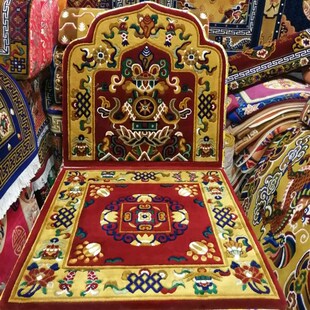 上师打坐垫法座纯羊毛拜垫佛堂棕垫吉祥鱼图案色