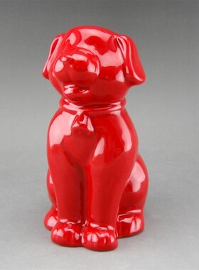 红色狗 陶瓷狗 小狗动物 旺财狗 十二生肖狗 工艺品狗摆设