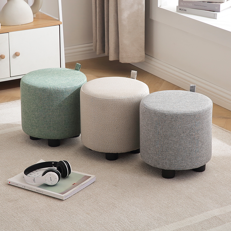 布艺圆家用门口换鞋凳客厅沙发凳现代矮凳经济型小茶几凳