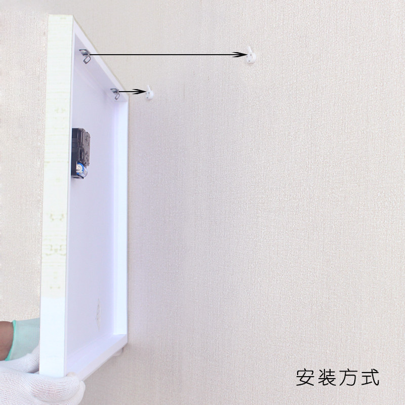 现代入户玄关装饰画客厅三联无框画钟表竖挂画电表箱遮挡箱壁画