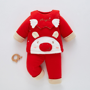 新生儿棉袄宝宝纯棉冬装 婴儿棉衣初生儿纯棉加厚冬季 保暖全棉套装