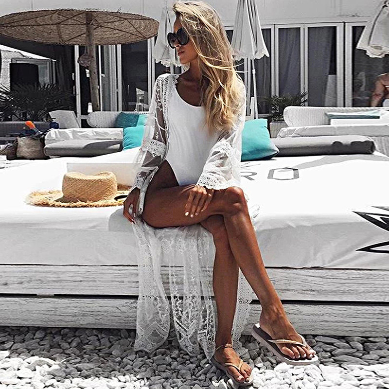 泳衣罩衫外搭可下水单件蕾丝绣花宽松长款防晒衫温泉海边度假旅游