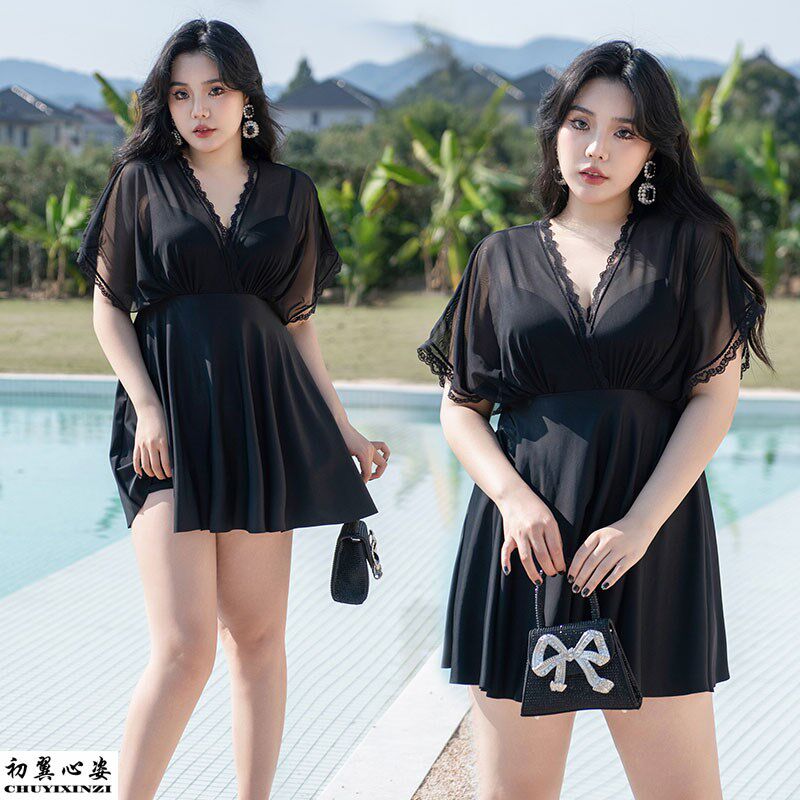 大码泳衣女胖MM韩版连体裙式钢托聚拢遮K肚显瘦保守温泉新款游泳
