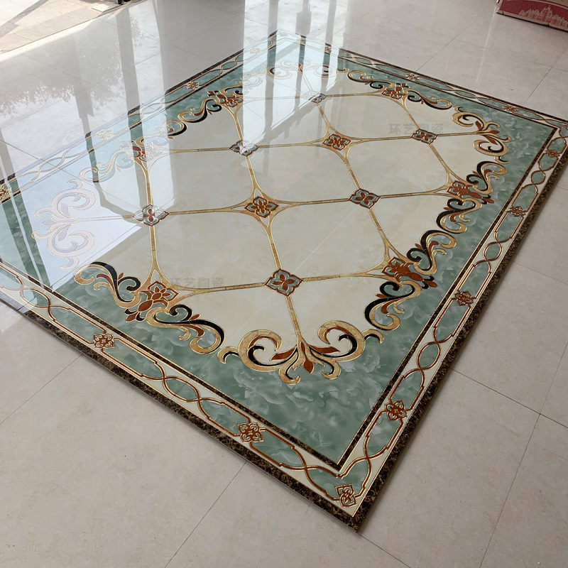 欧式拼花瓷砖800x800 客厅微晶石地板砖饭厅过道玄关拼花图抛晶砖