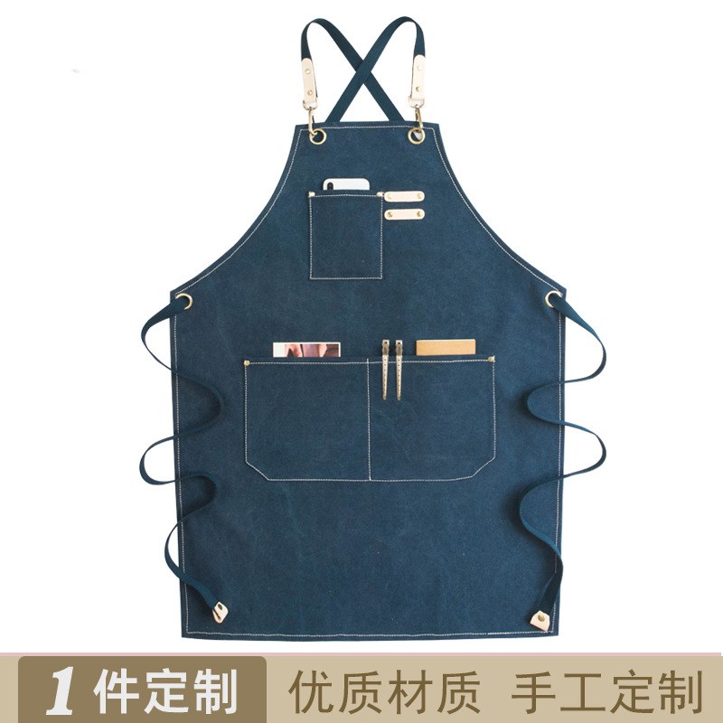 围裙咖啡师奶茶店理发师花艺师餐厅酒吧画画围裙罩衣男女工作服