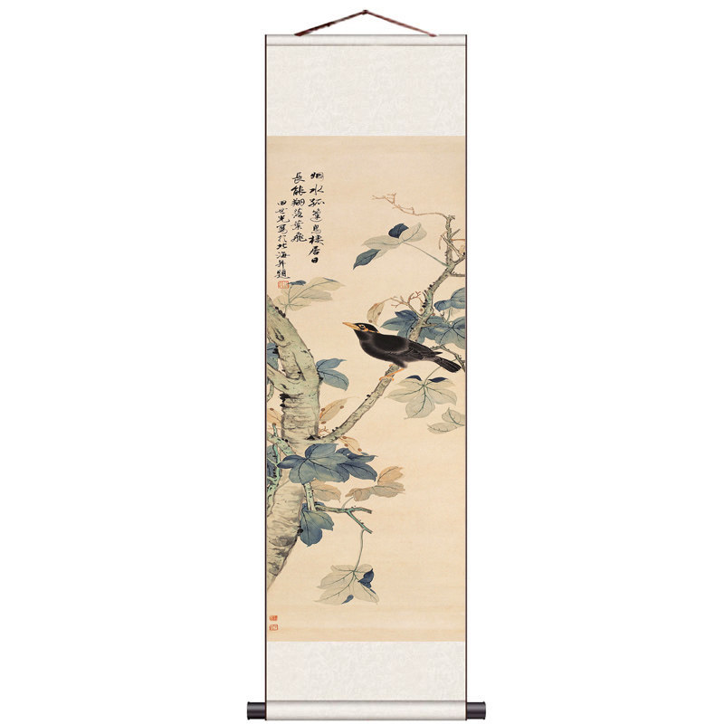 田世光花鸟国画走廊挂画电视背景装饰卷轴茶楼柱子壁画名家挂画