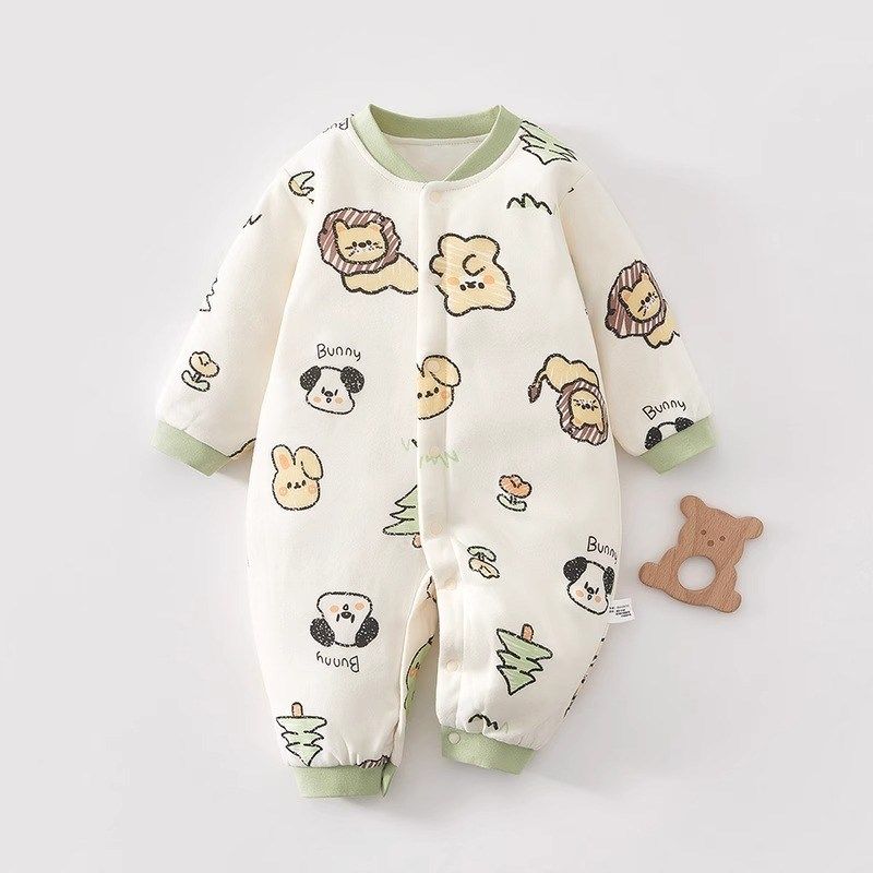 新生婴儿夹棉恒温连体衣婴幼儿加厚60克薄棉秋冬装哈衣宝宝爬服