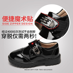 男童皮鞋黑色软底春秋款英伦夏季学生演出鞋小男孩儿童表演鞋