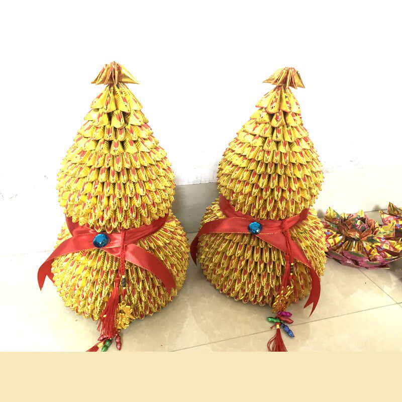 40*22文化用品彩色折叠特色手工艺品折纸金色小号大号葫芦成品1个